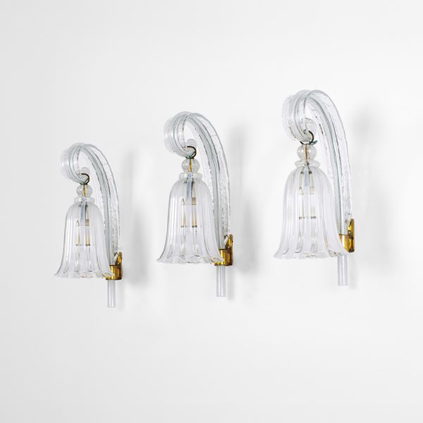 Tre lampade a parete mod. 5809 a una foglia.