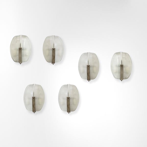 Vico Magistretti - Sei lampade a parete mod. Lambda.