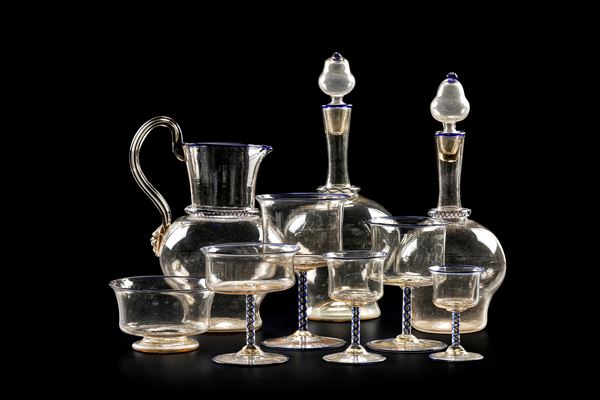 Servizio di calici Murano, Vittorio Zecchin per Pauly & Co., 1930 circa 