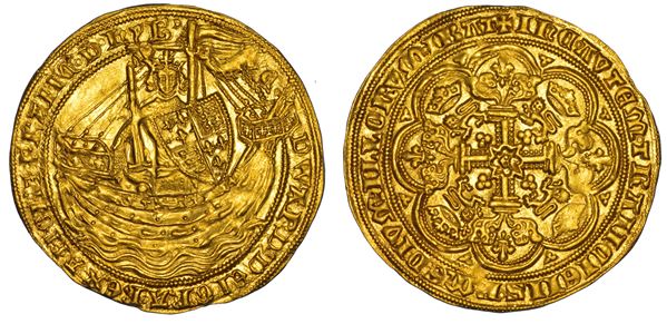 INGHILTERRA. EDWARD III PLANTAGENETO, 1327-1377. Noble, 1351-1361 (periodo pre-trattato). Londra.