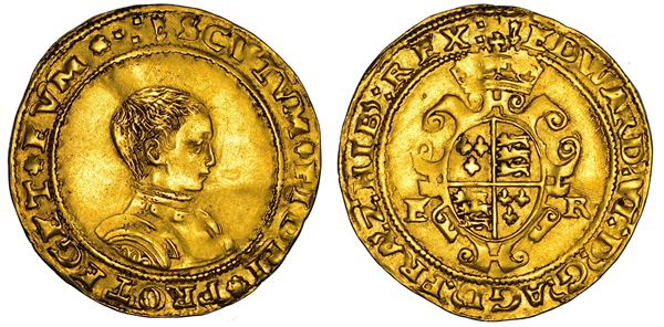 INGHILTERRA. EDWARD VI TUDOR, 1547-1553. Half Sovereign (Second coinage). Zecca della Torre (Londra).