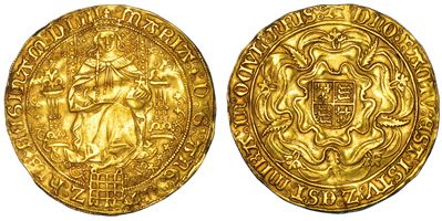 Mary I Tudor, Sovereign da 30 shillings, 1553, Zecca della Torre (Londra)
