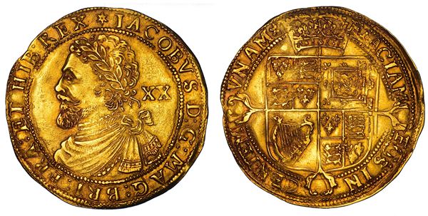 INGHILTERRA. JAMES I STUART, 1603-1625. Laurel, 1619-1620. Zecca della Torre (Londra).