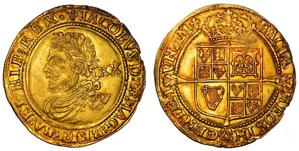 INGHILTERRA. JAMES I STUART, 1603-1625. Laurel, 1623-1624. Zecca della Torre (Londra).