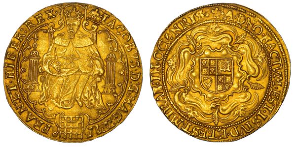 INGHILTERRA. JAMES I STUART, 1603-1625. Rose Ryal o 30 Shillings, 1613. Zecca della Torre (Londra).