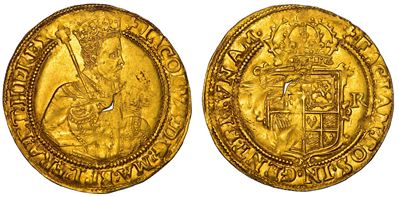 James I Stuart, Moneta Unite, 1613, Zecca della Torre (Londra)