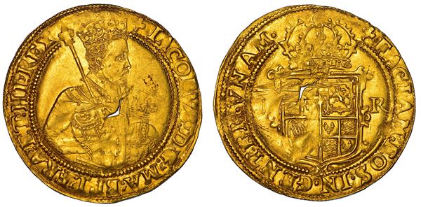 INGHILTERRA. JAMES I STUART, 1603-1625. Unite, 1613. Zecca della Torre (Londra).