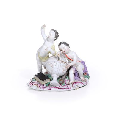 Meissen, Gruppo allegorico con l'astronomia, porcellana, 1760 circa