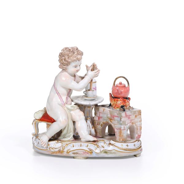 Bimbo cioccolatiere. Meissen, 1900 circa. 