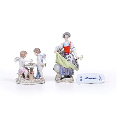Meissen, Gruppo con putti giocatori di dadi, porcellana