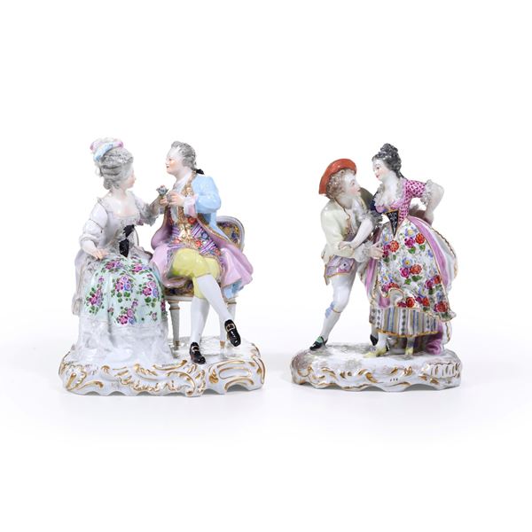 Due gruppi galanti.  Parigi, Manifattura Samson, 1900 circa.
