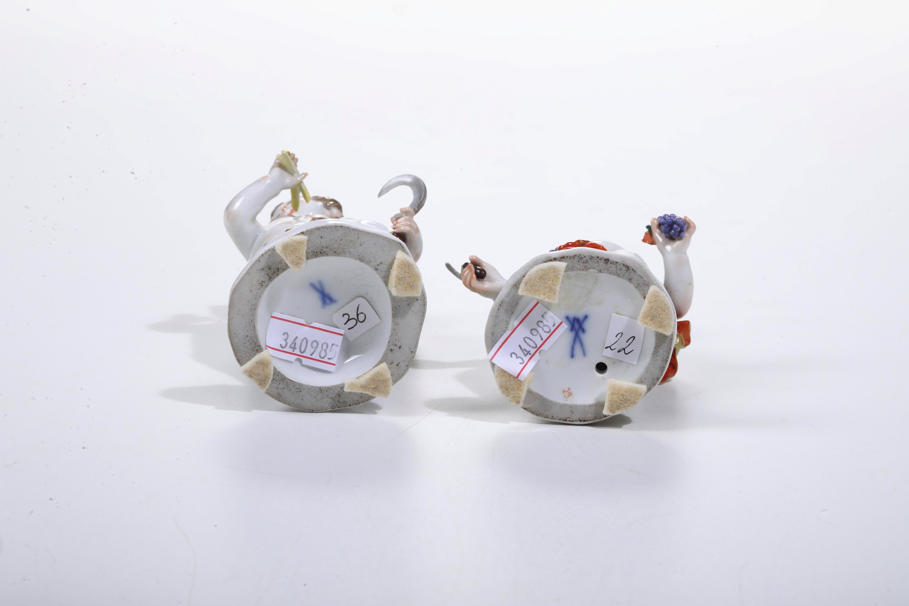 Figurine allegoriche dell’estate e dell’autunno. Meissen, XX secolo.