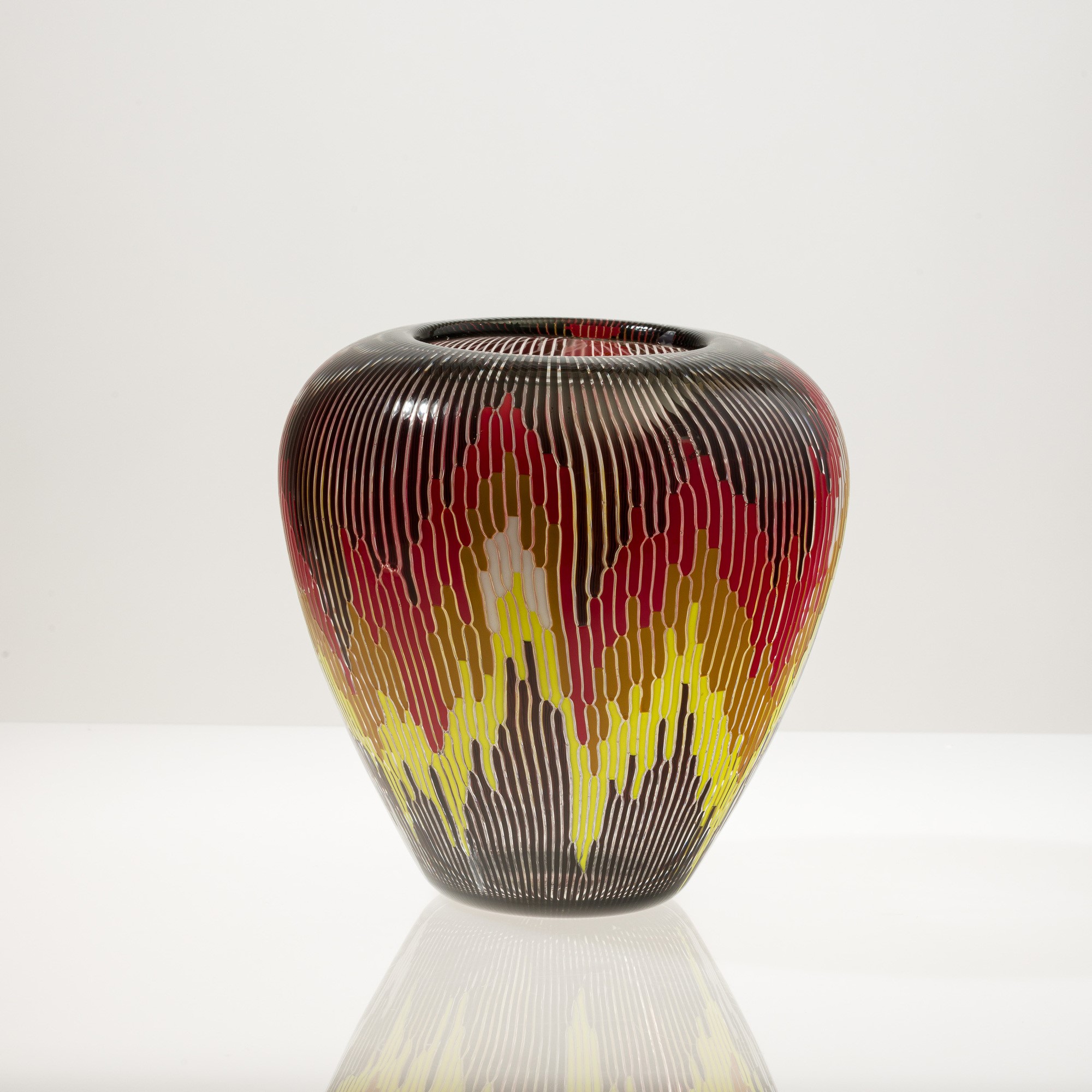 Barbara del Vicario - Vaso serie Fiamme in vetro soffiato, Murano 1987