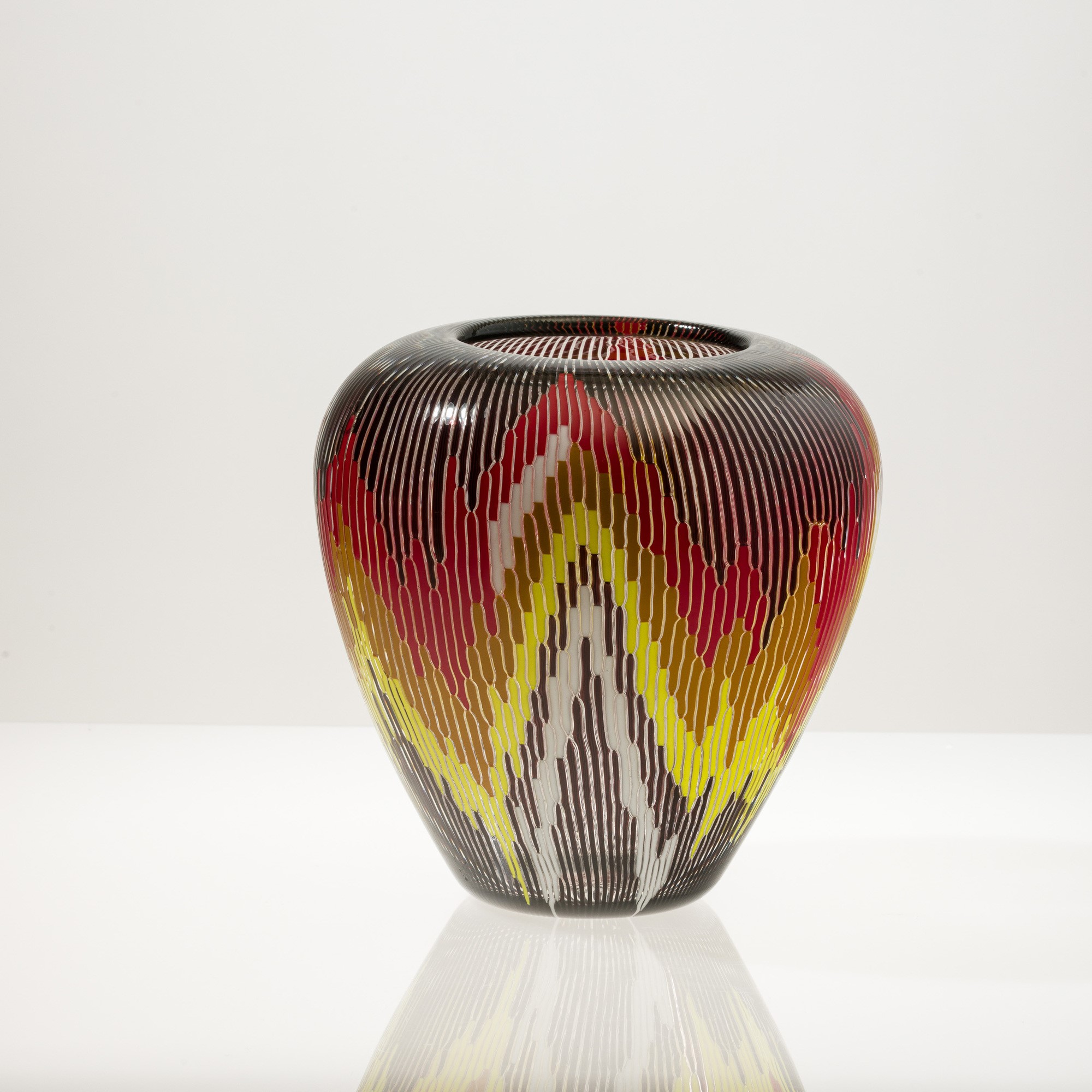 Barbara del Vicario - Vaso serie Fiamme in vetro soffiato, Murano 1987