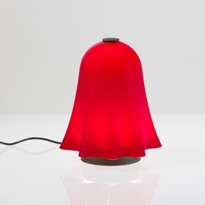 Venini, Lampada Fantasmino in vetro opalino rosso, Murano circa 2000