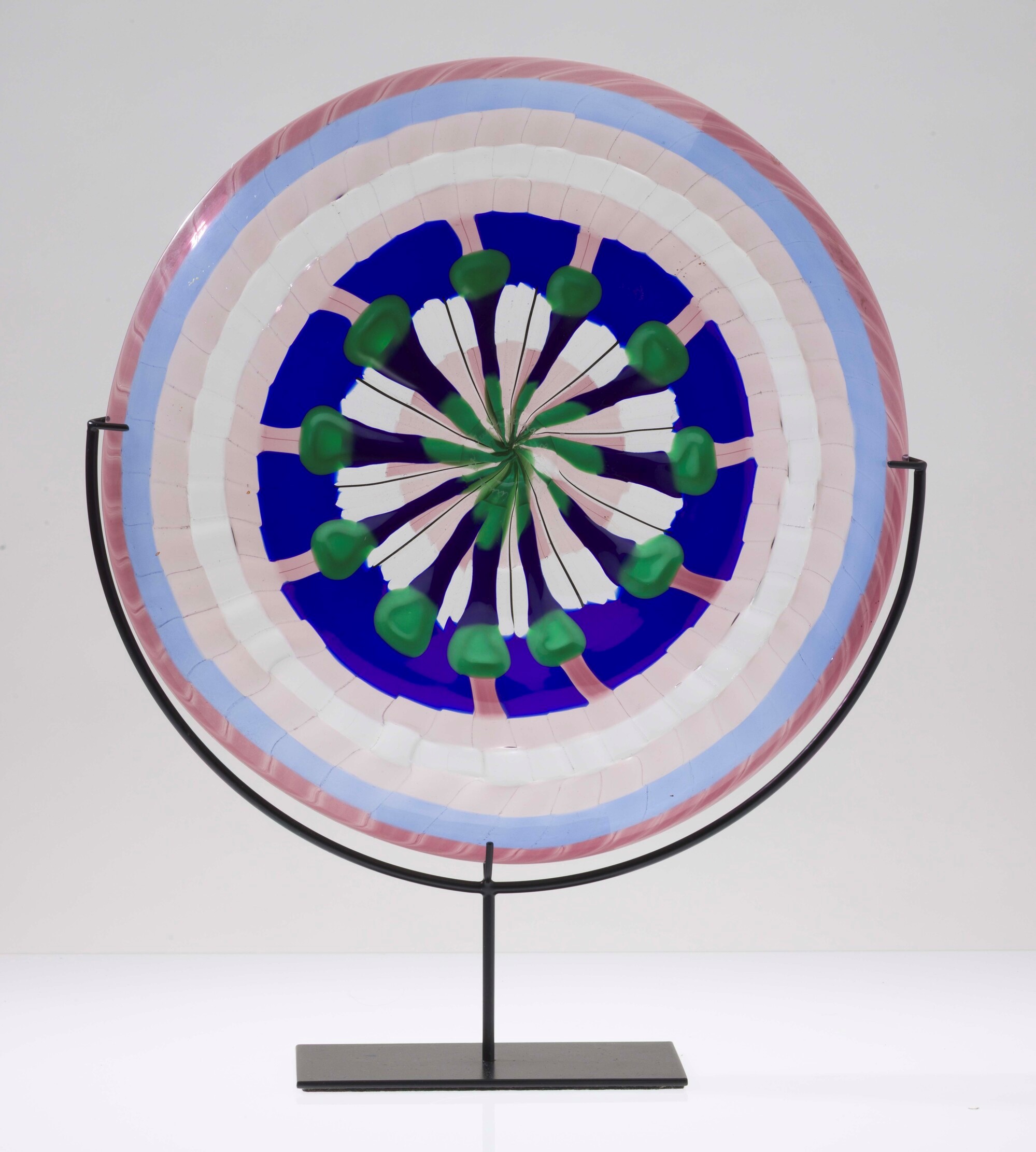 Laura Diaz De Santillana - Piatto in vetro soffiato con decoro a murrine, Murano 1989