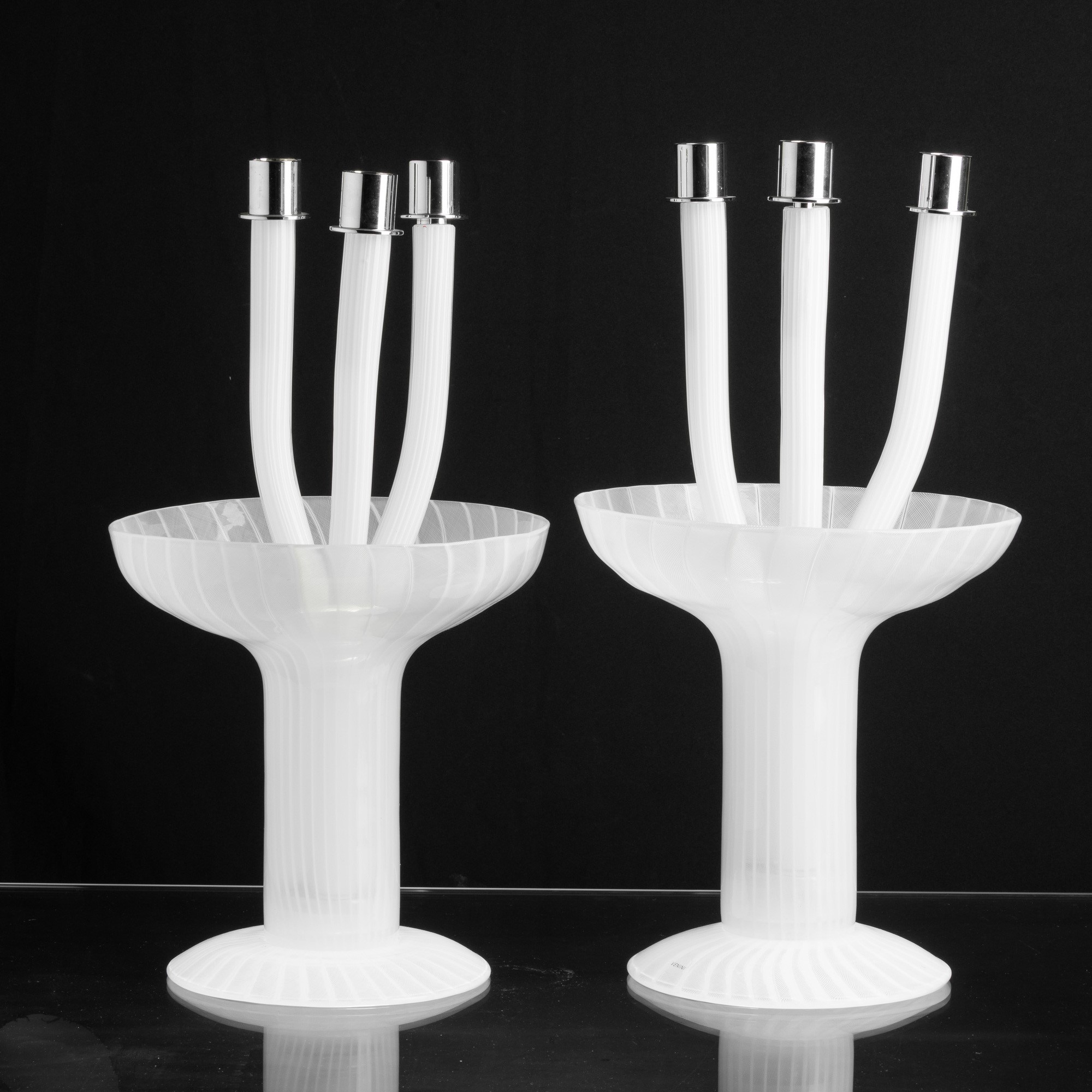 Venini, Portacandele Lumière a tre luci in vetro soffiato, 2004