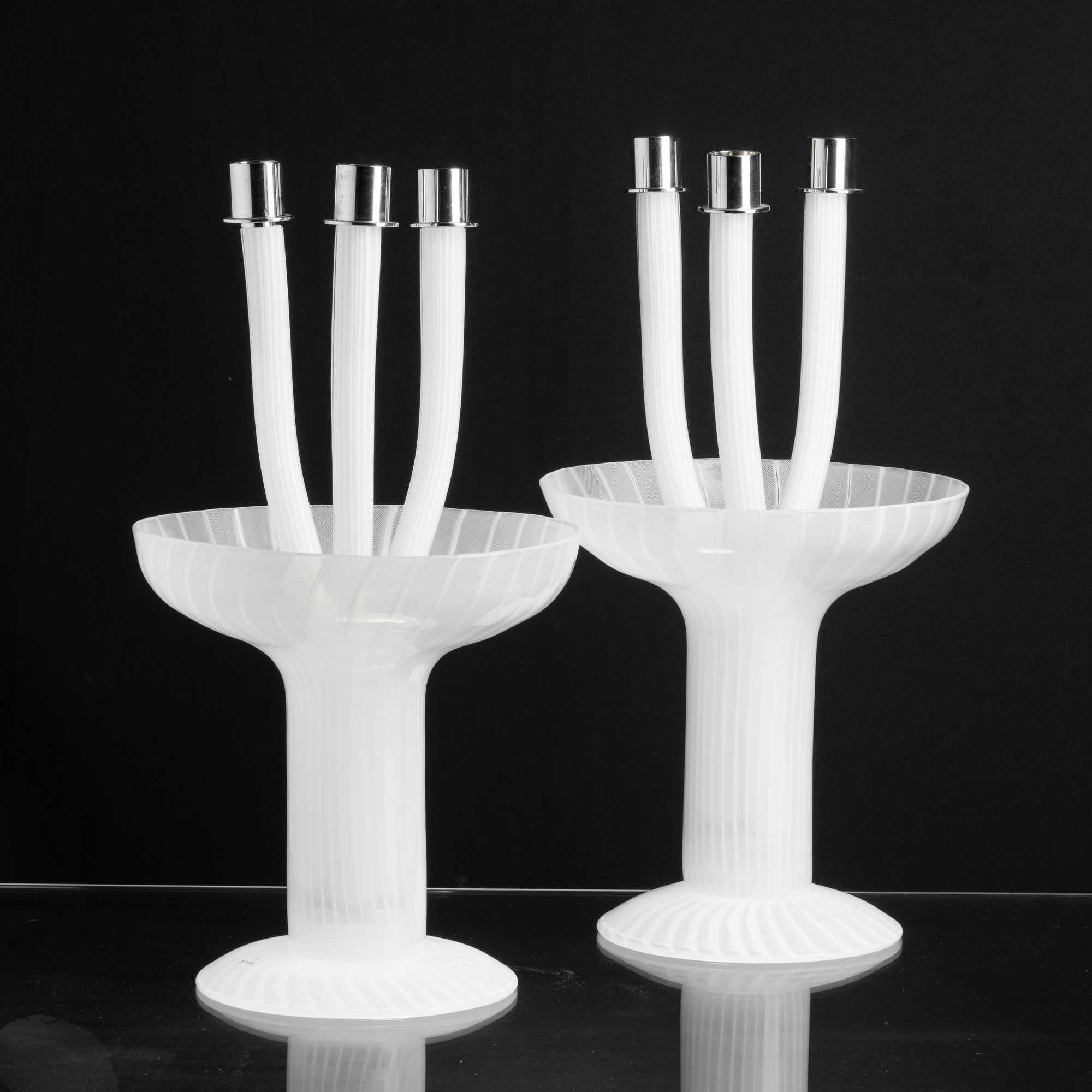 Venini, Portacandele Lumière a tre luci in vetro soffiato, 2004