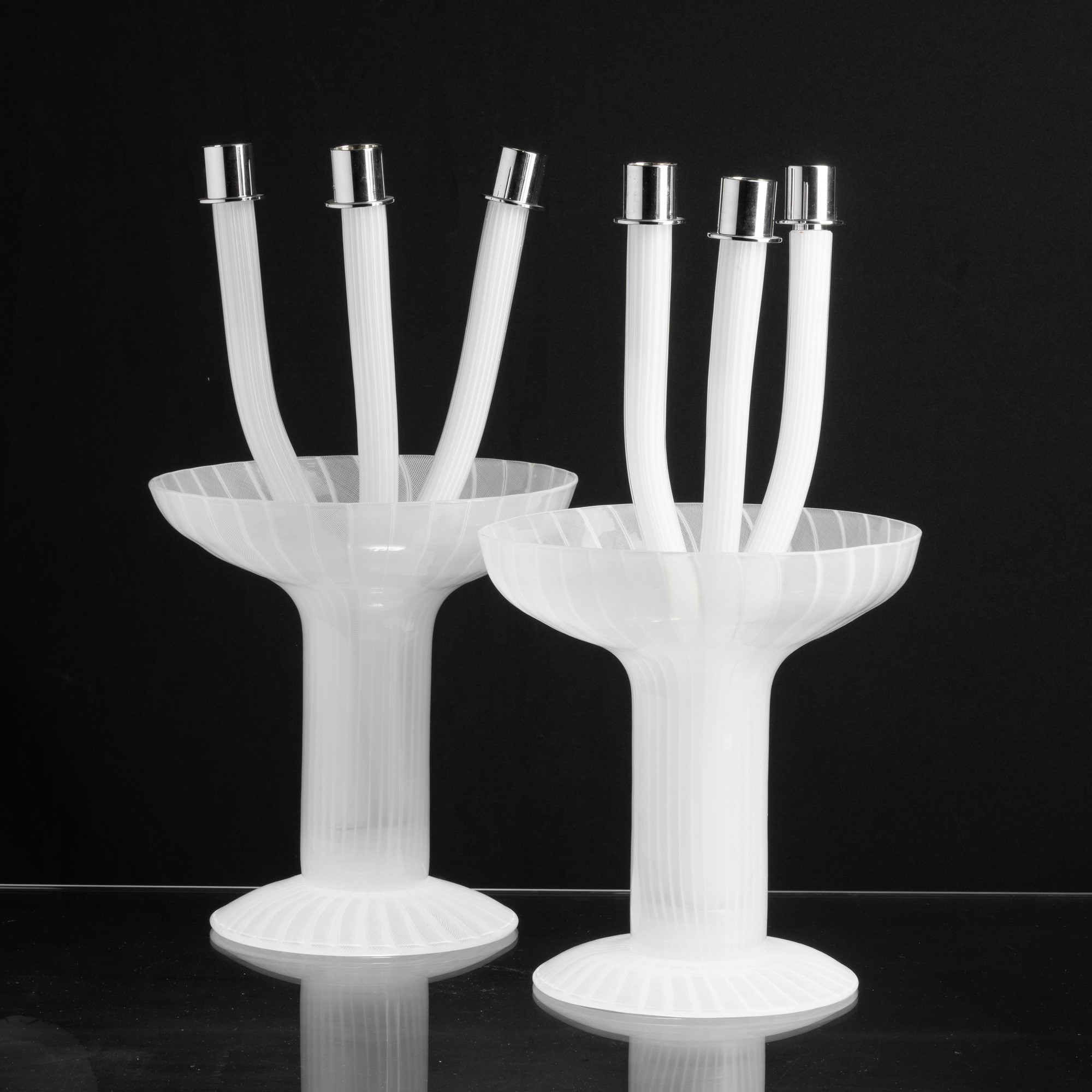 Venini, Portacandele Lumière a tre luci in vetro soffiato, 2004