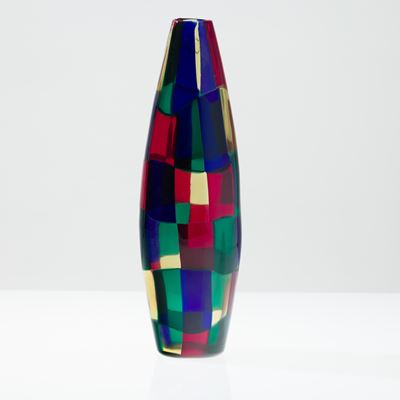 Vaso in forma di sigaro, serie Pezzati, Murano 2000