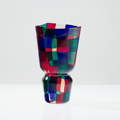 Vaso troncoconico della serie Pezzati, Murano 2000