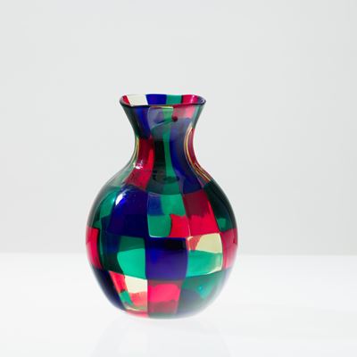 Vaso globulare con collo svasato, serie Pezzati, Murano 2008