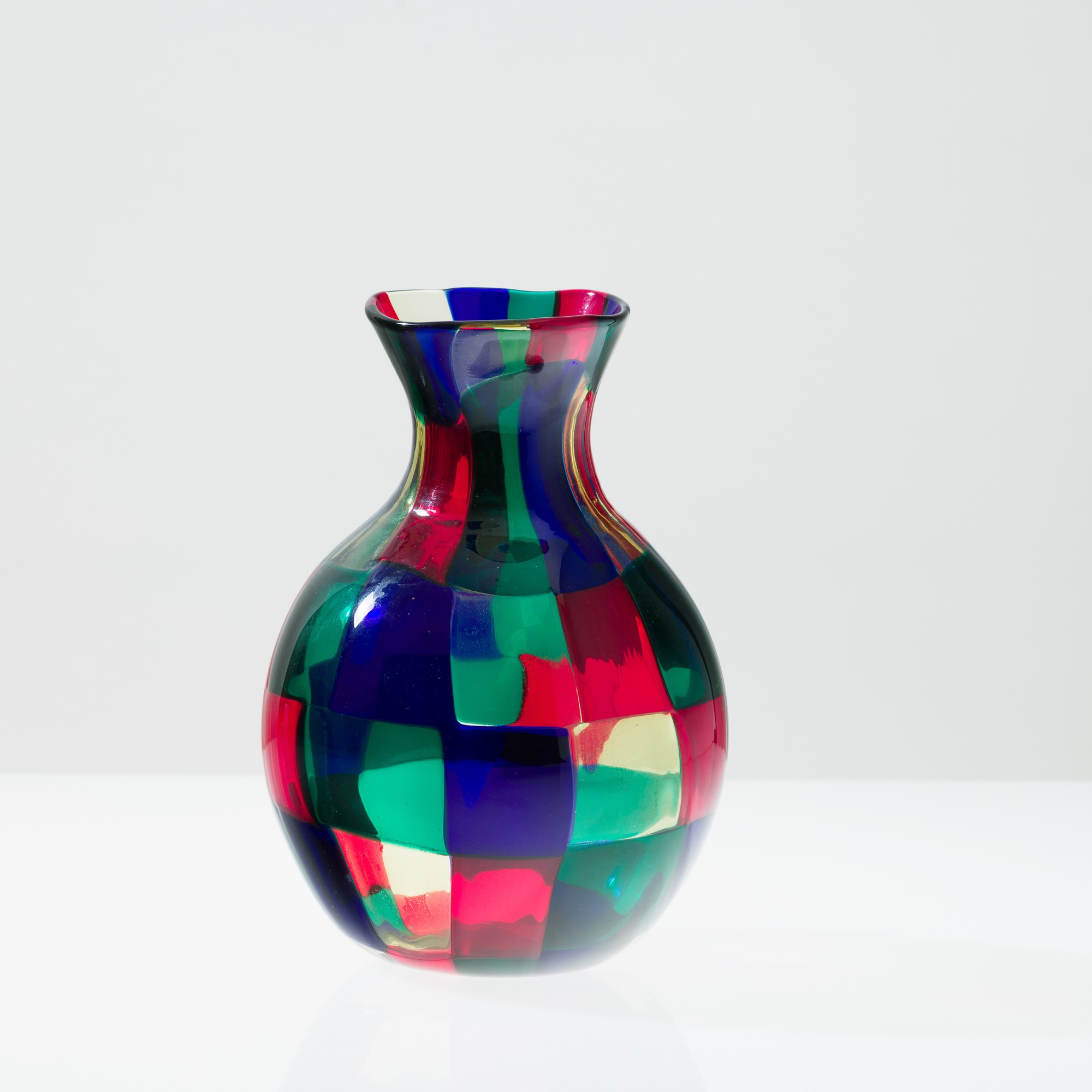 Fulvio Bianconi - Vaso globulare con collo svasato, serie Pezzati, Murano 2008