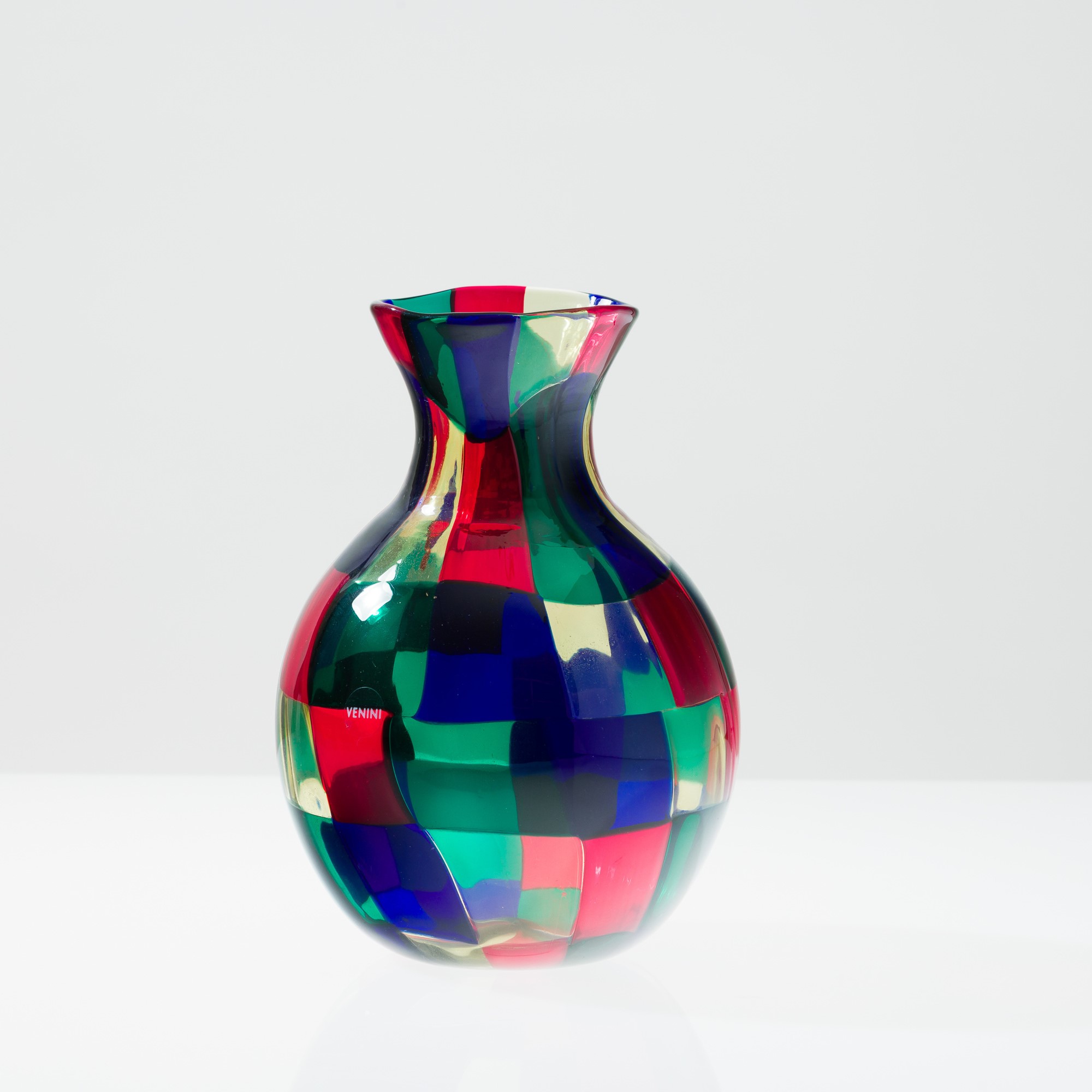 Fulvio Bianconi - Vaso globulare con collo svasato, serie Pezzati, Murano 2008