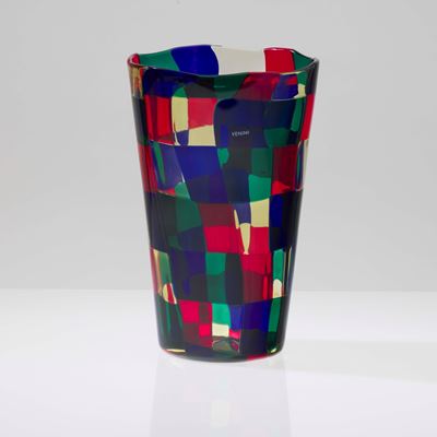 Vaso troncoconico serie Pezzati, Murano 2008