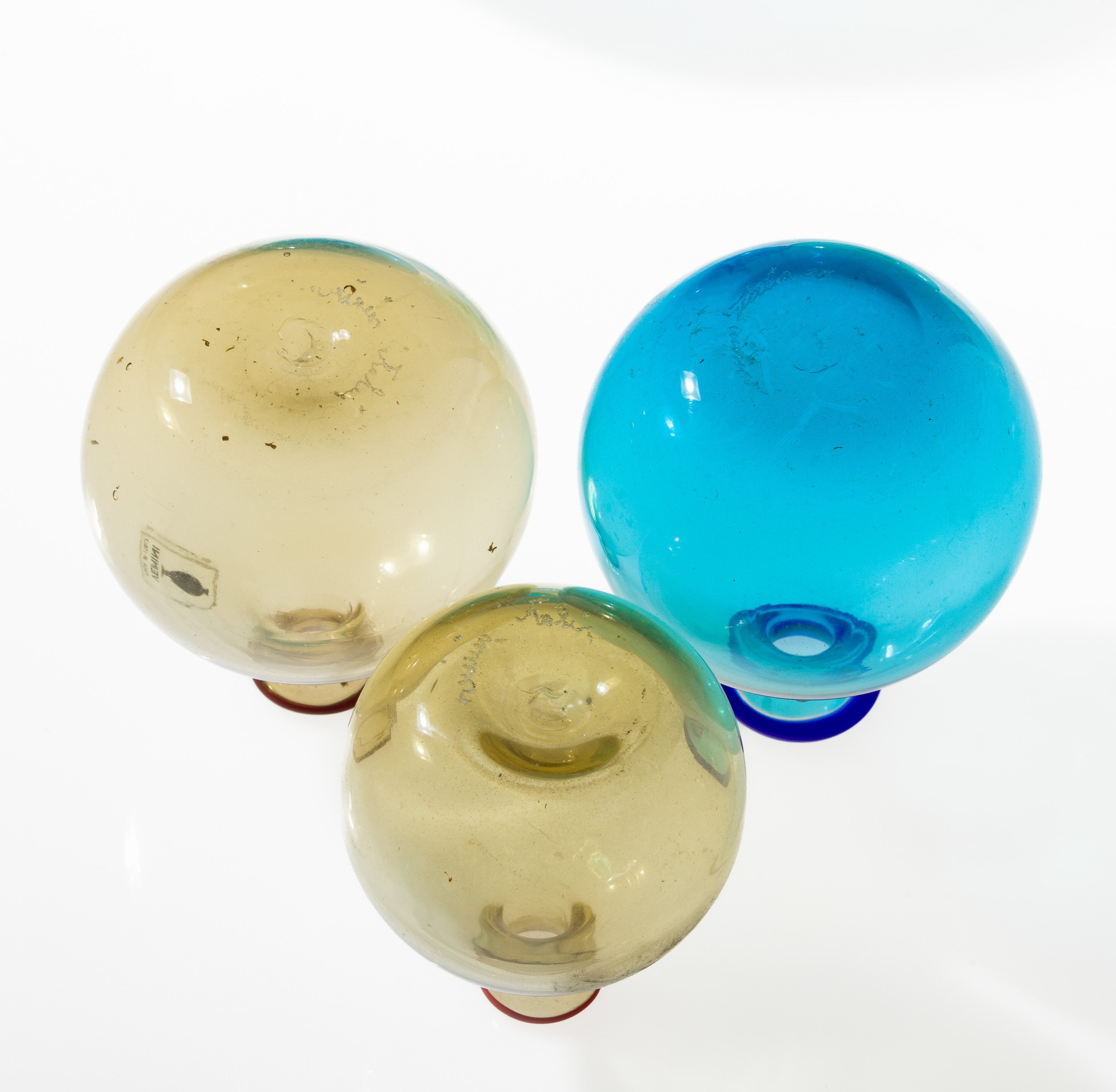 Venini, Sei vasetti globulari Monofiori in vetro soffiato (Murano, 1970-1985)