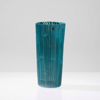 Venini, Vaso troncoconico in vetro soffiato, serie Pioggia, 1980