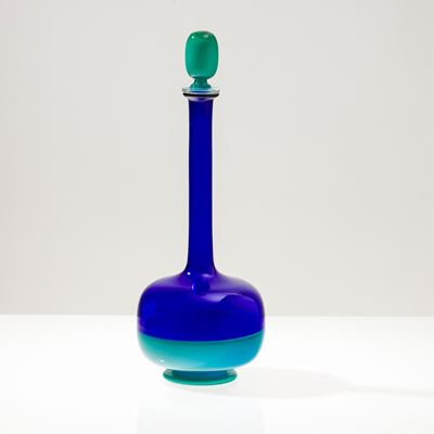 Venini, Bottiglia a Incalmo con tappo in vetro soffiato, Murano, circa 1990