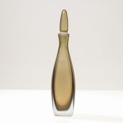 Bottiglia in vetro sommerso bronzo, serie Incisi, 1997