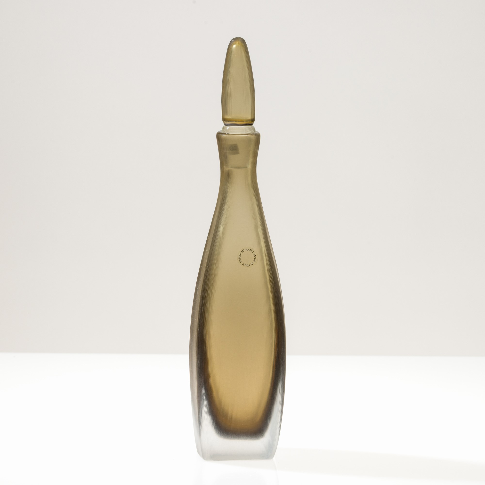 Paolo Venini - Bottiglia in vetro sommerso bronzo, serie Incisi, 1997