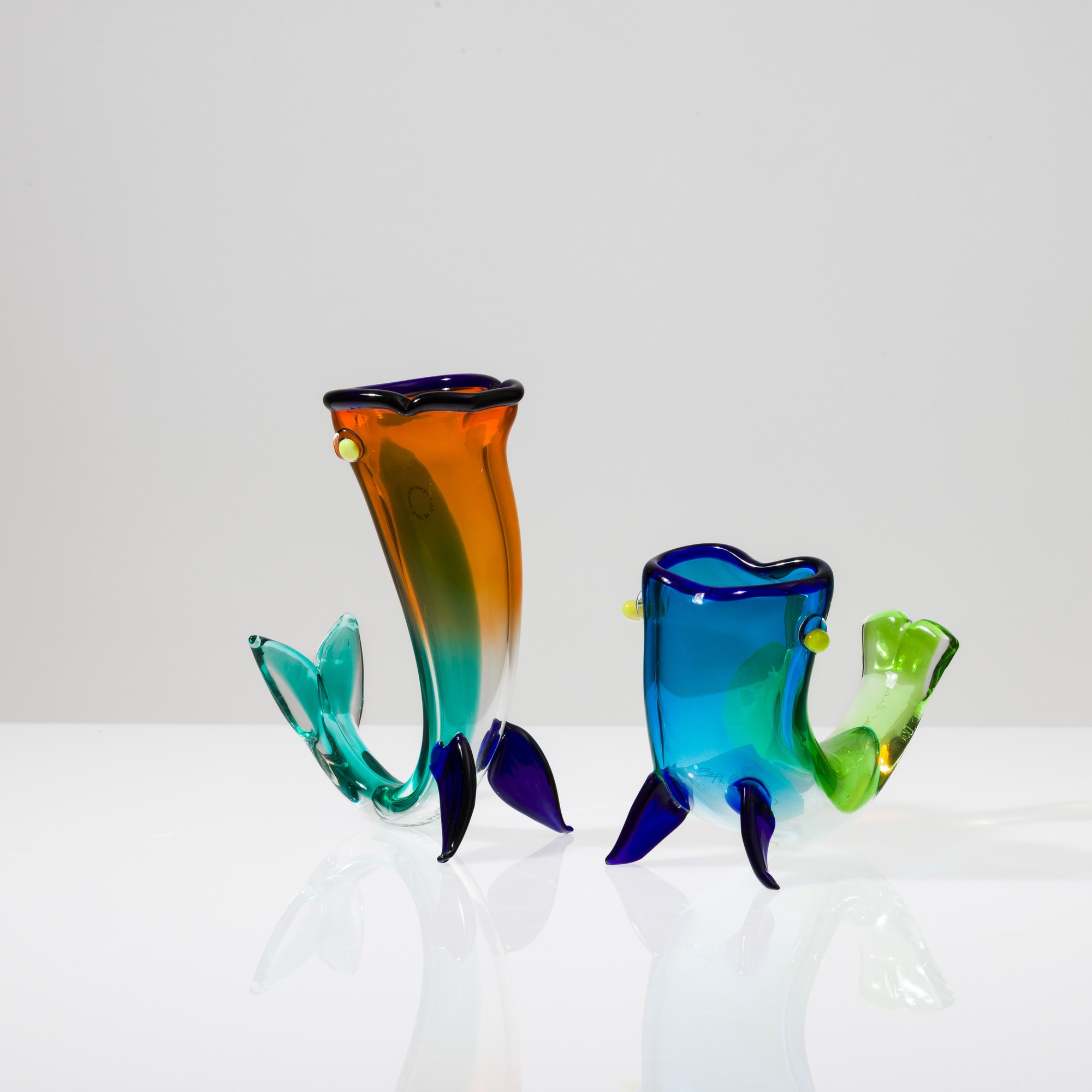 Fulvio Bianconi - Lotto di due soprammobili in vetro soffiato, Murano 1993-2001