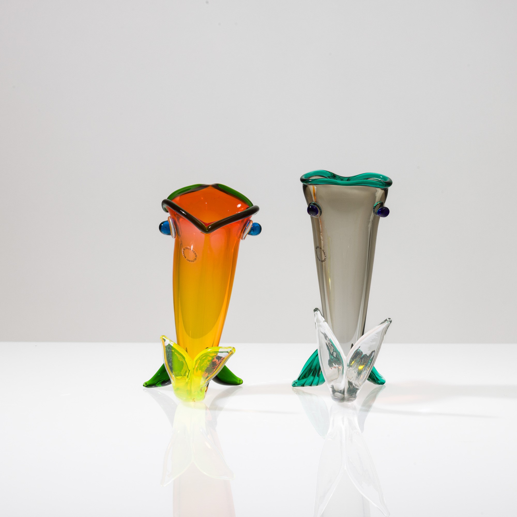 Fulvio Bianconi - Due soprammobili in vetro soffiato, Murano 1995-1998