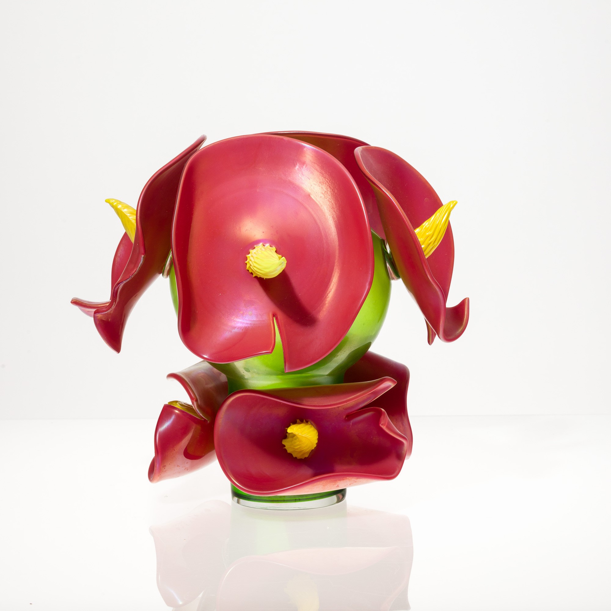 Gabriele Magro - Vaso Anthurium in vetro soffiato con applicazioni in vetro iridescente, 2007