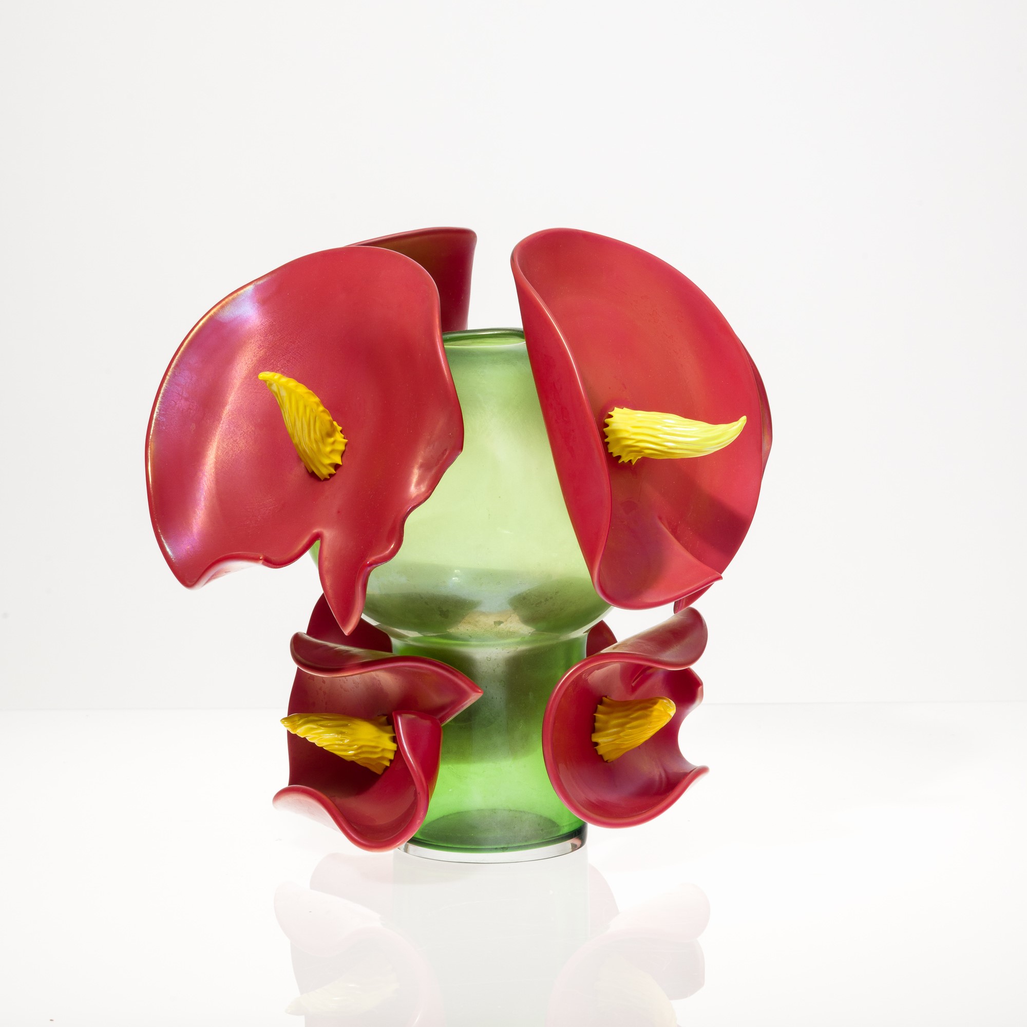 Gabriele Magro - Vaso Anthurium in vetro soffiato con applicazioni in vetro iridescente, 2007