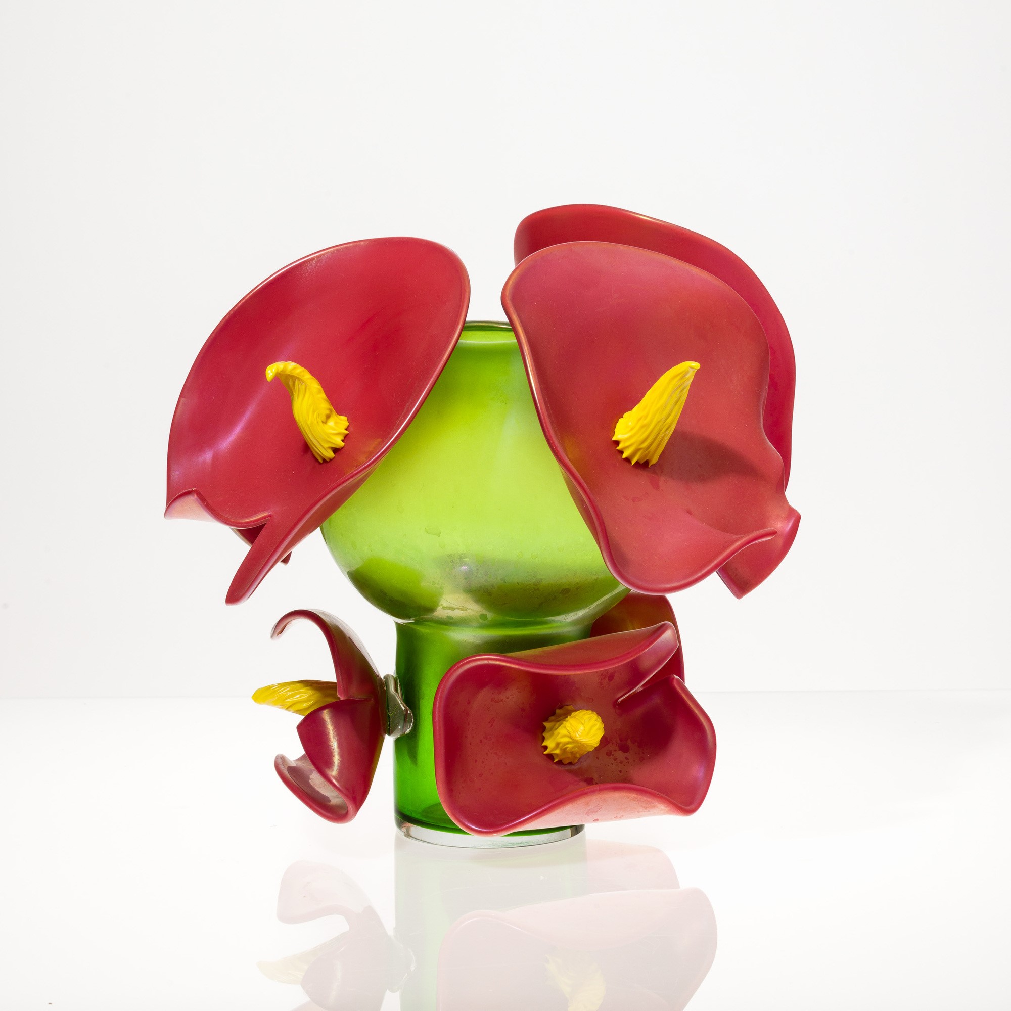 Gabriele Magro - Vaso Anthurium in vetro soffiato con applicazioni in vetro iridescente, 2007