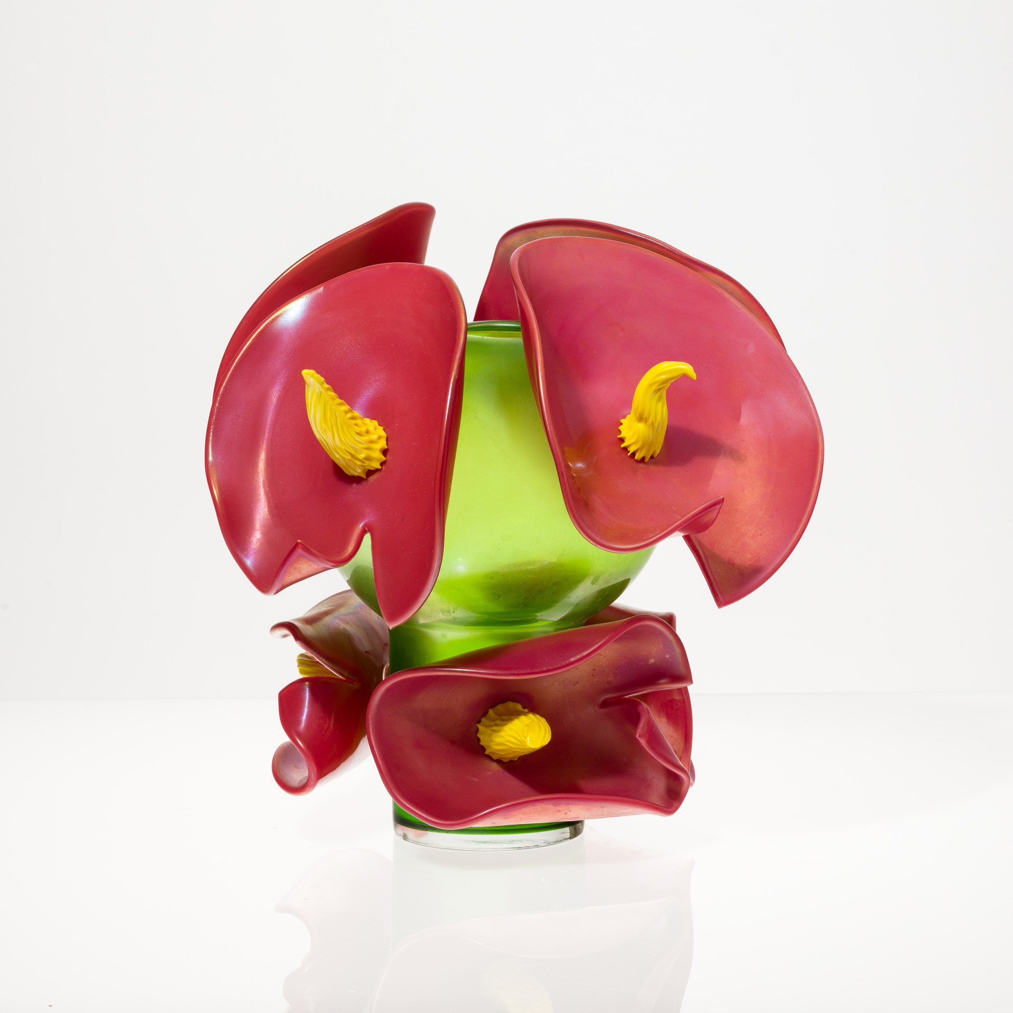 Gabriele Magro - Vaso Anthurium in vetro soffiato con applicazioni in vetro iridescente, 2007
