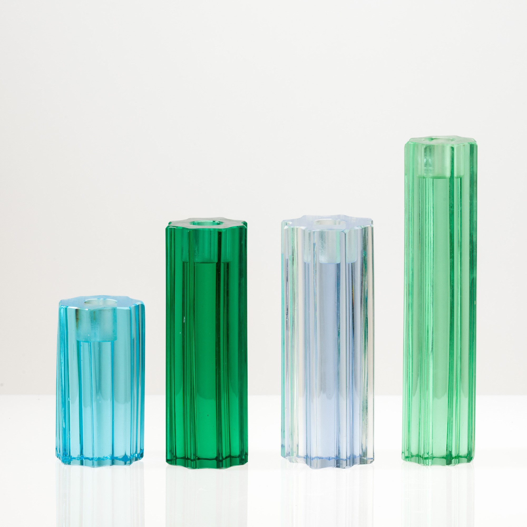 Venini, Quattro candelieri serie Dorico in vetro soffiato, Murano 1983