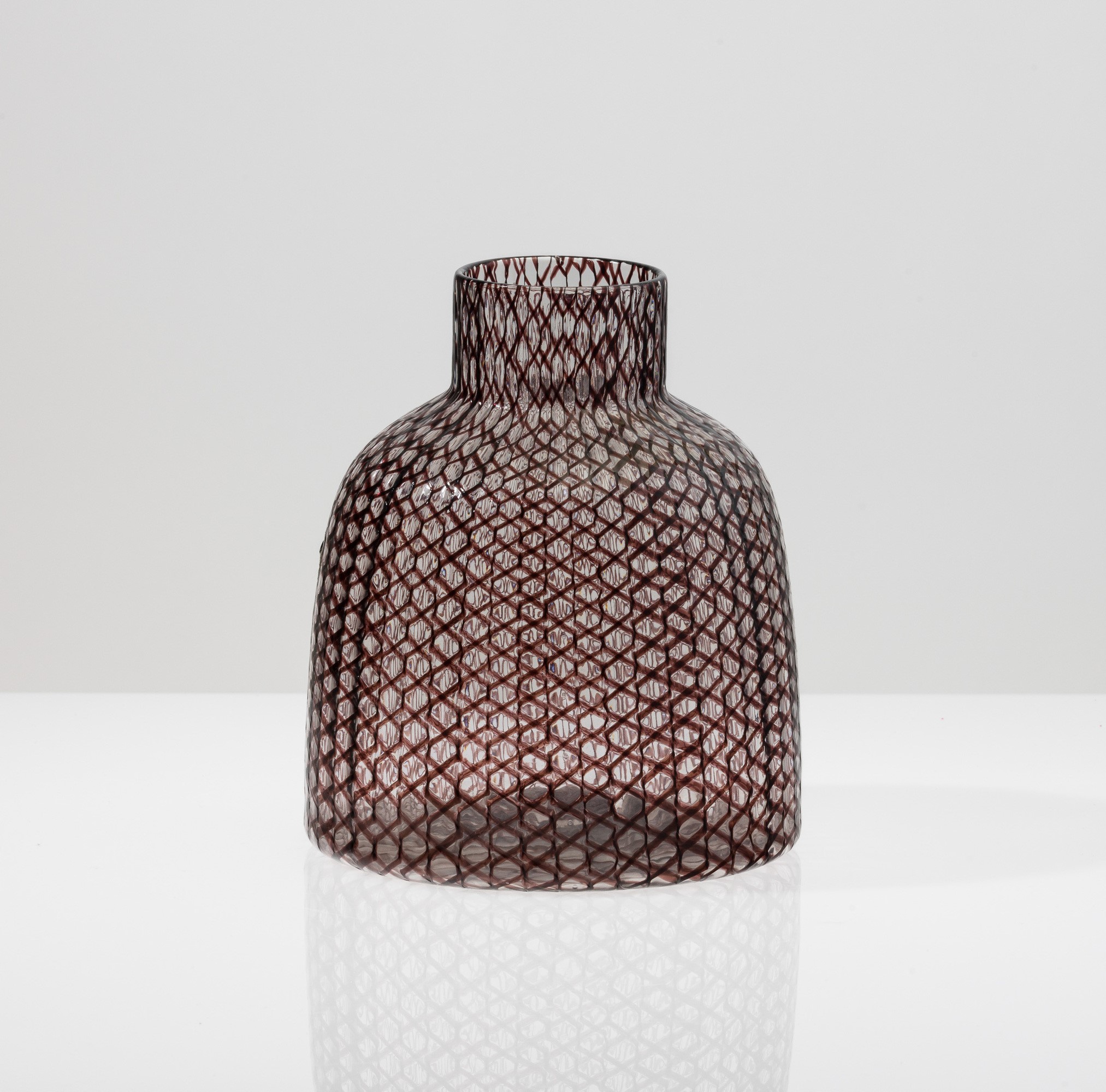 Charles Lin Tissot - Vaso troncoconico in vetro soffiato zanfirico, Murano 1980