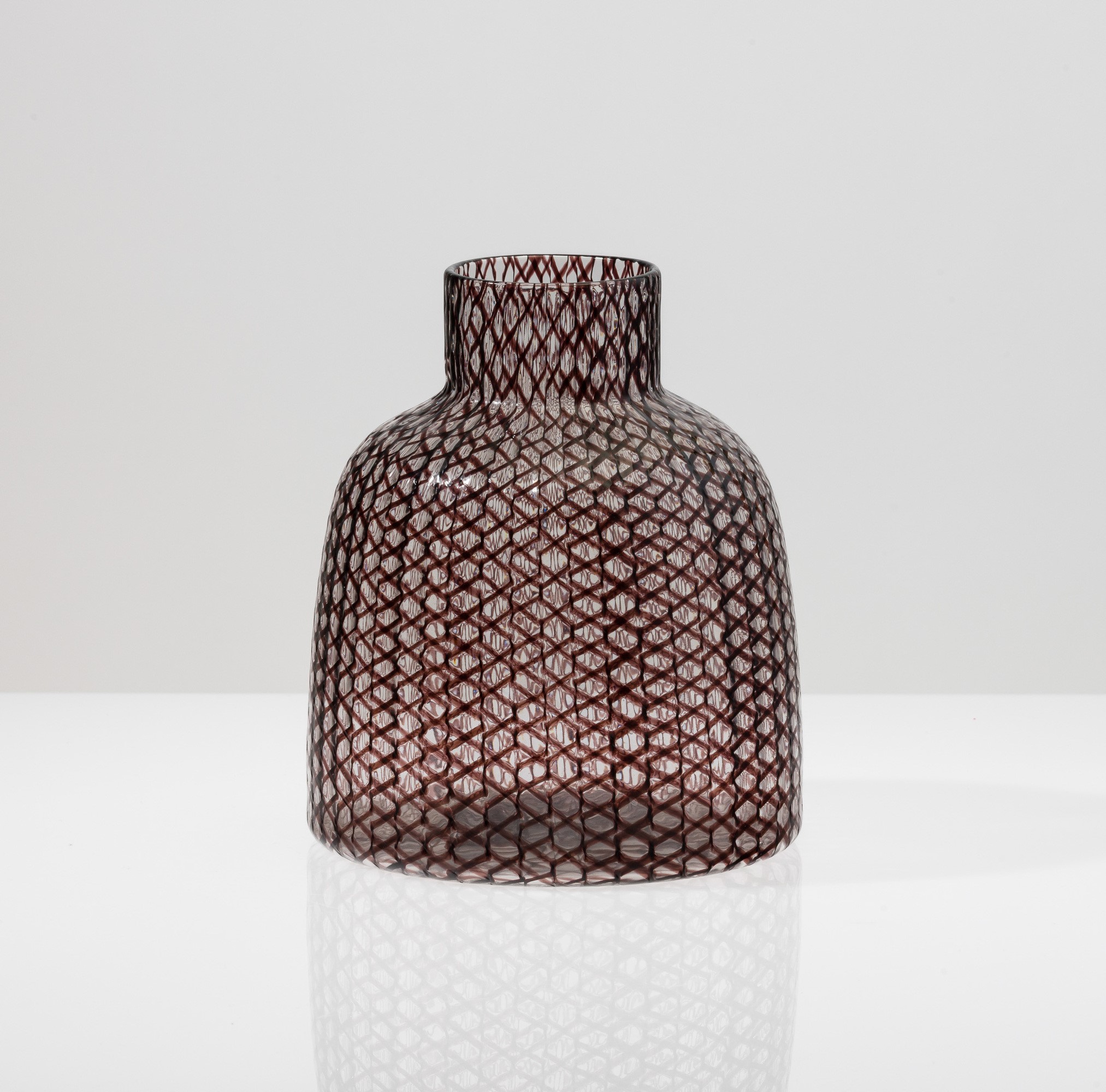 Charles Lin Tissot - Vaso troncoconico in vetro soffiato zanfirico, Murano 1980