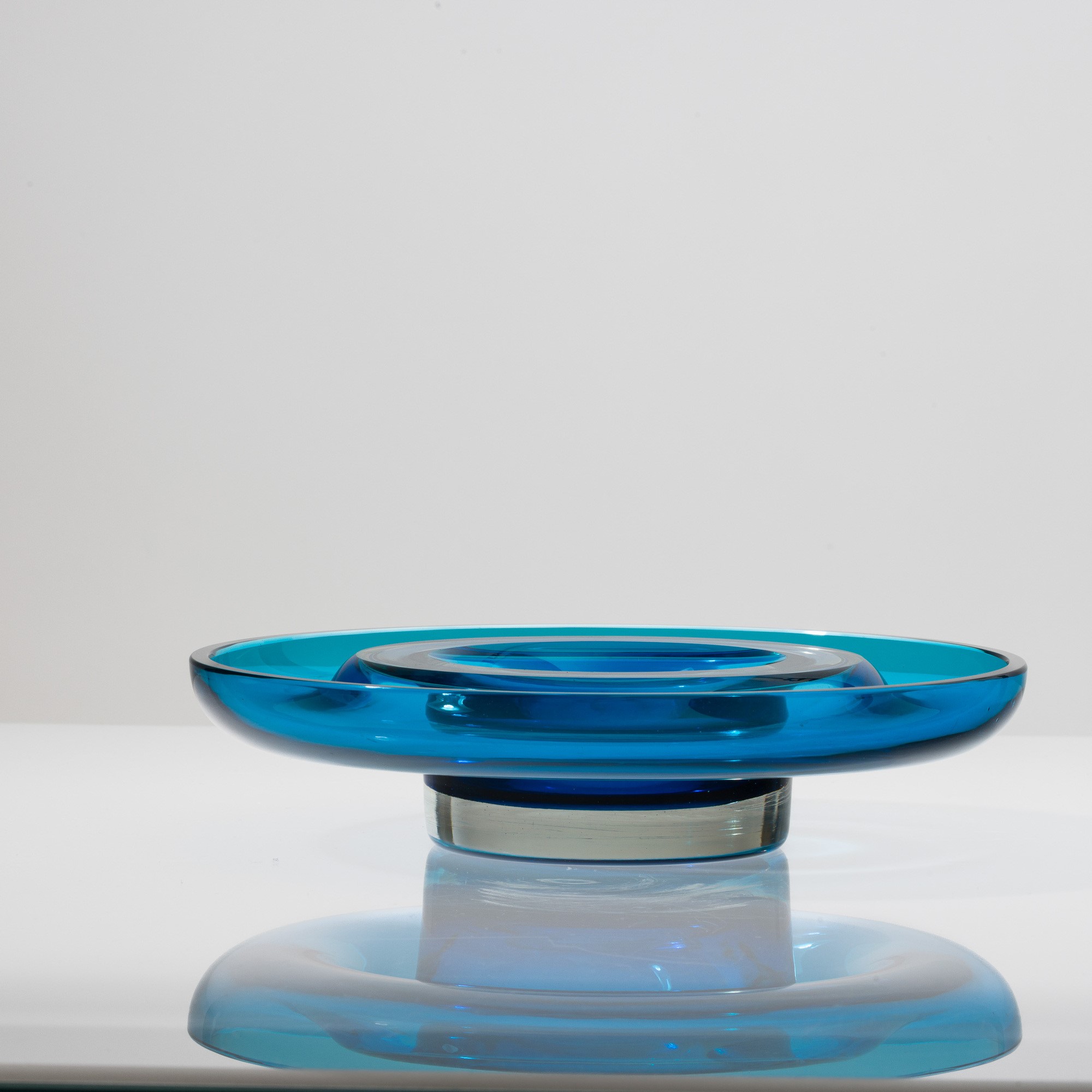 Pierre Cardin - Posacenere in vetro sommerso acquamare, Murano 1970 ca.