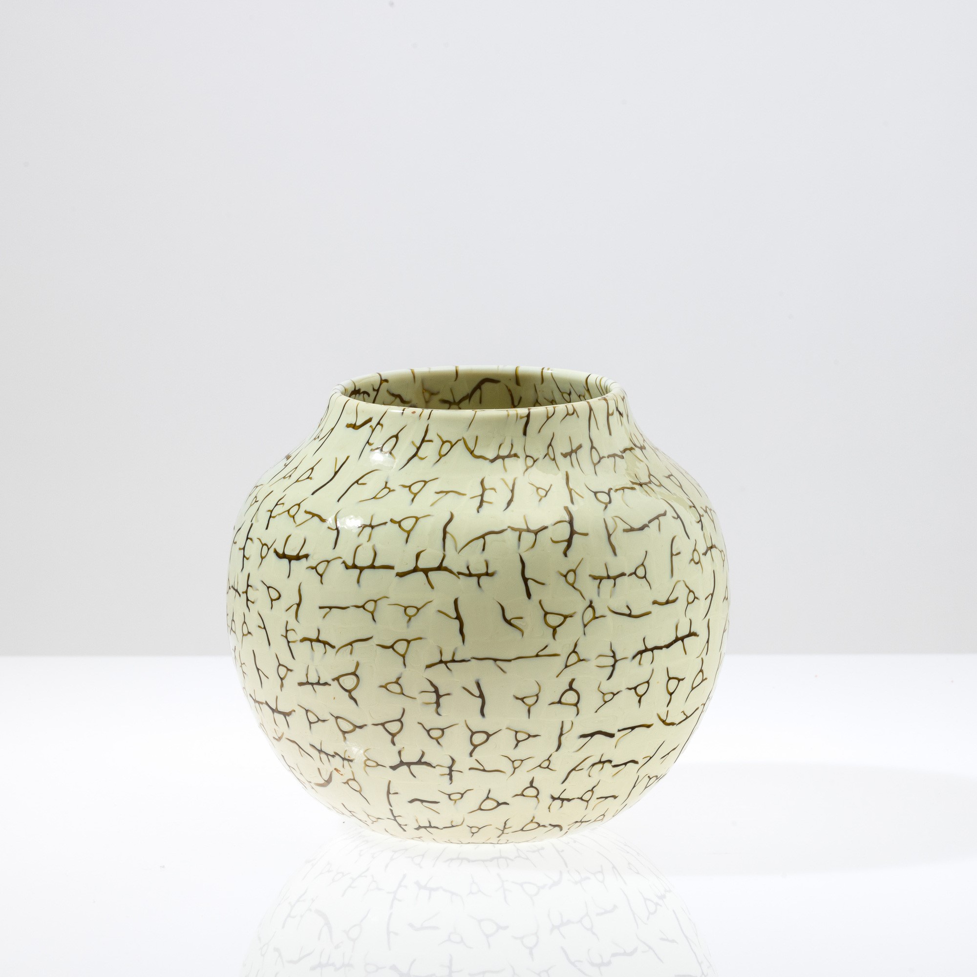 Alessandro Diaz De Santillana - Vaso globulare Coccio in vetro soffiato con murrine avorio e tea,...