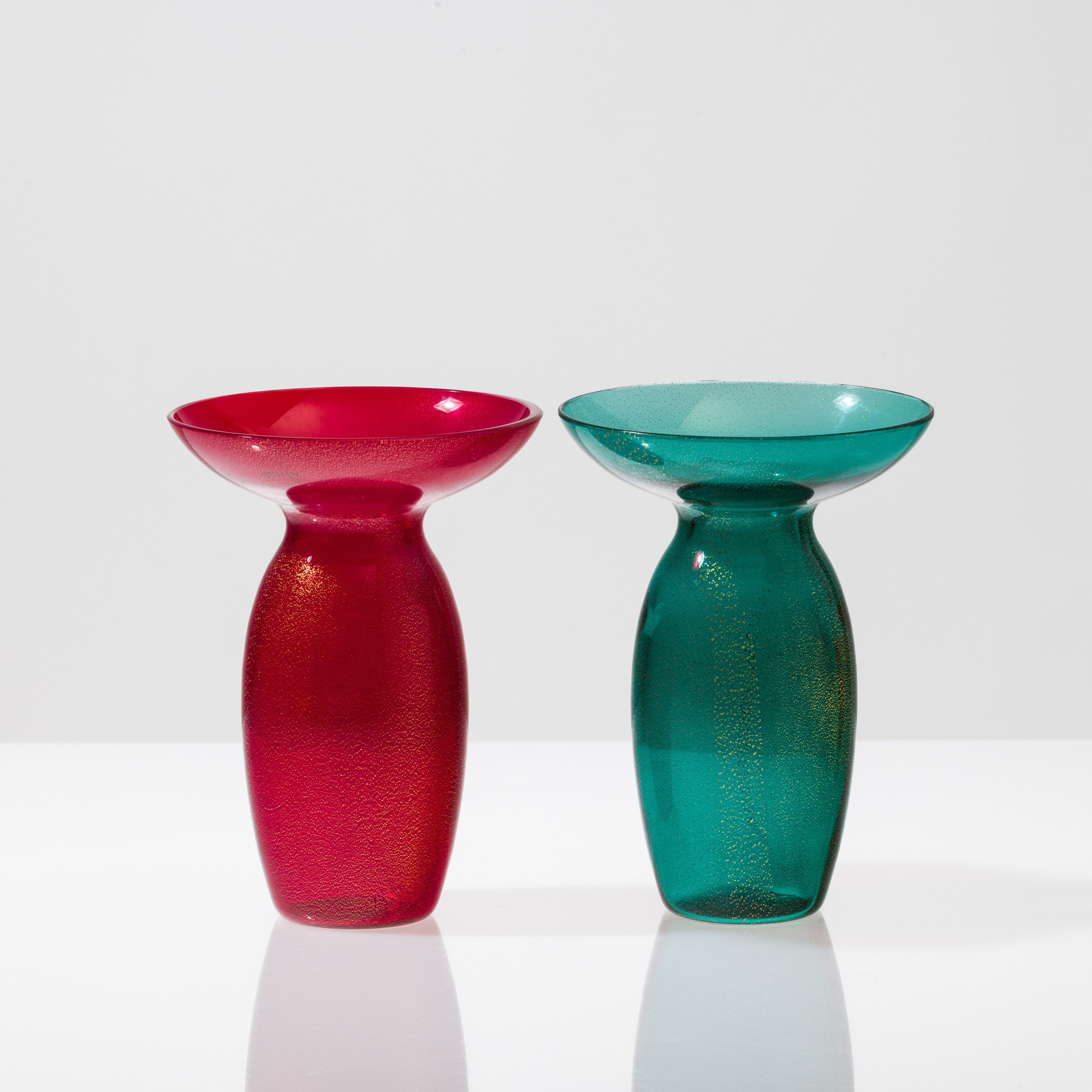 Venini, Coppia di vasi portacandela Dorai, vetro soffiato, 2004