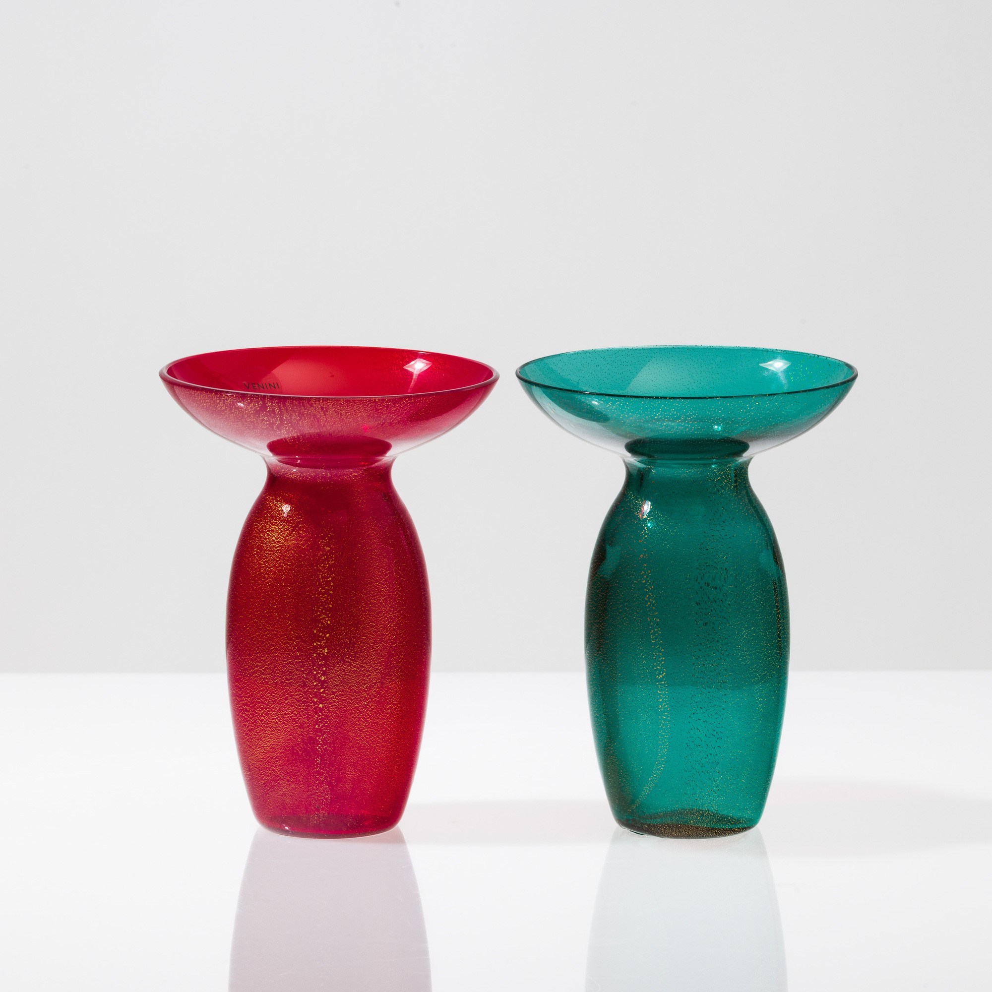 Venini, Coppia di vasi portacandela Dorai, vetro soffiato, 2004