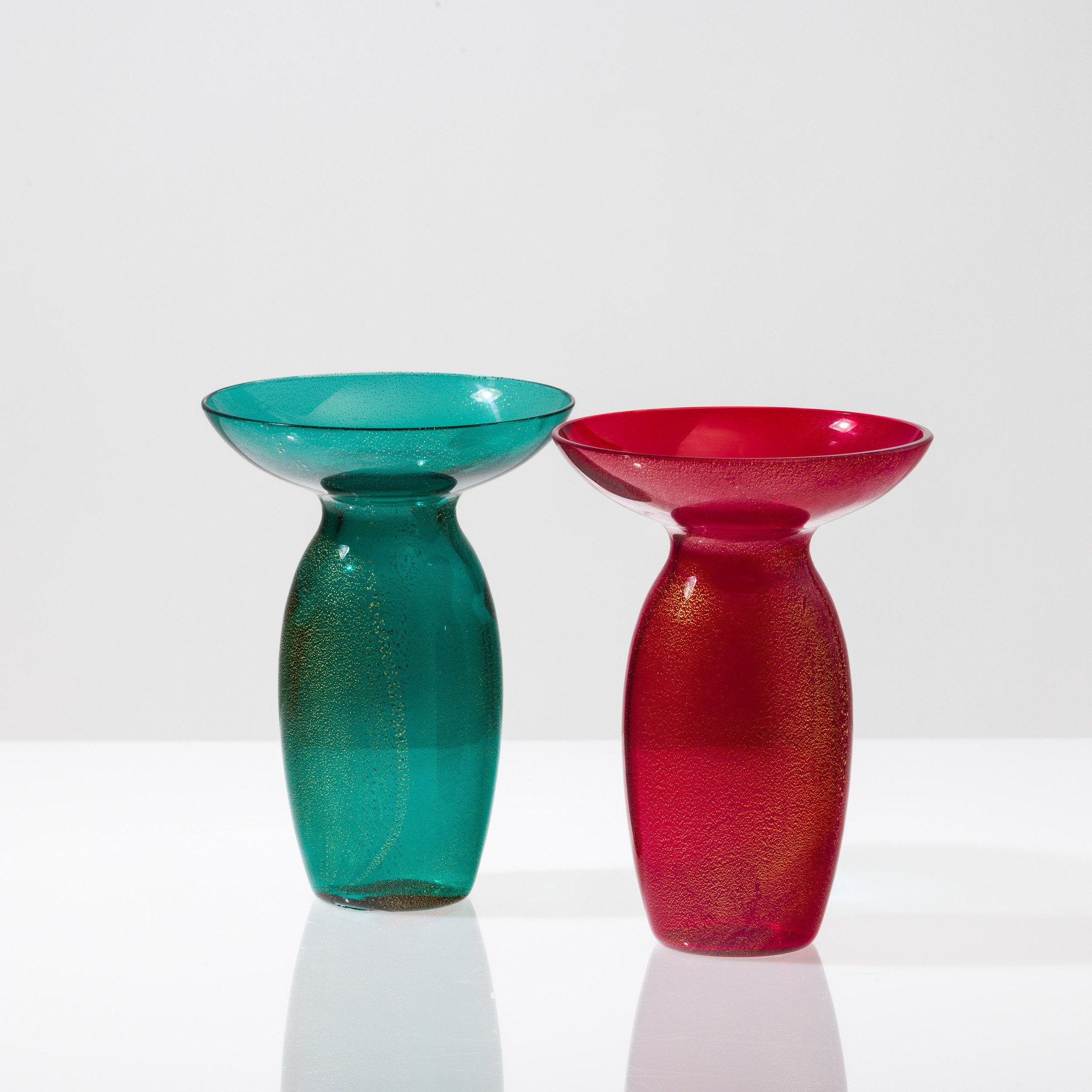 Venini, Coppia di vasi portacandela Dorai, vetro soffiato, 2004