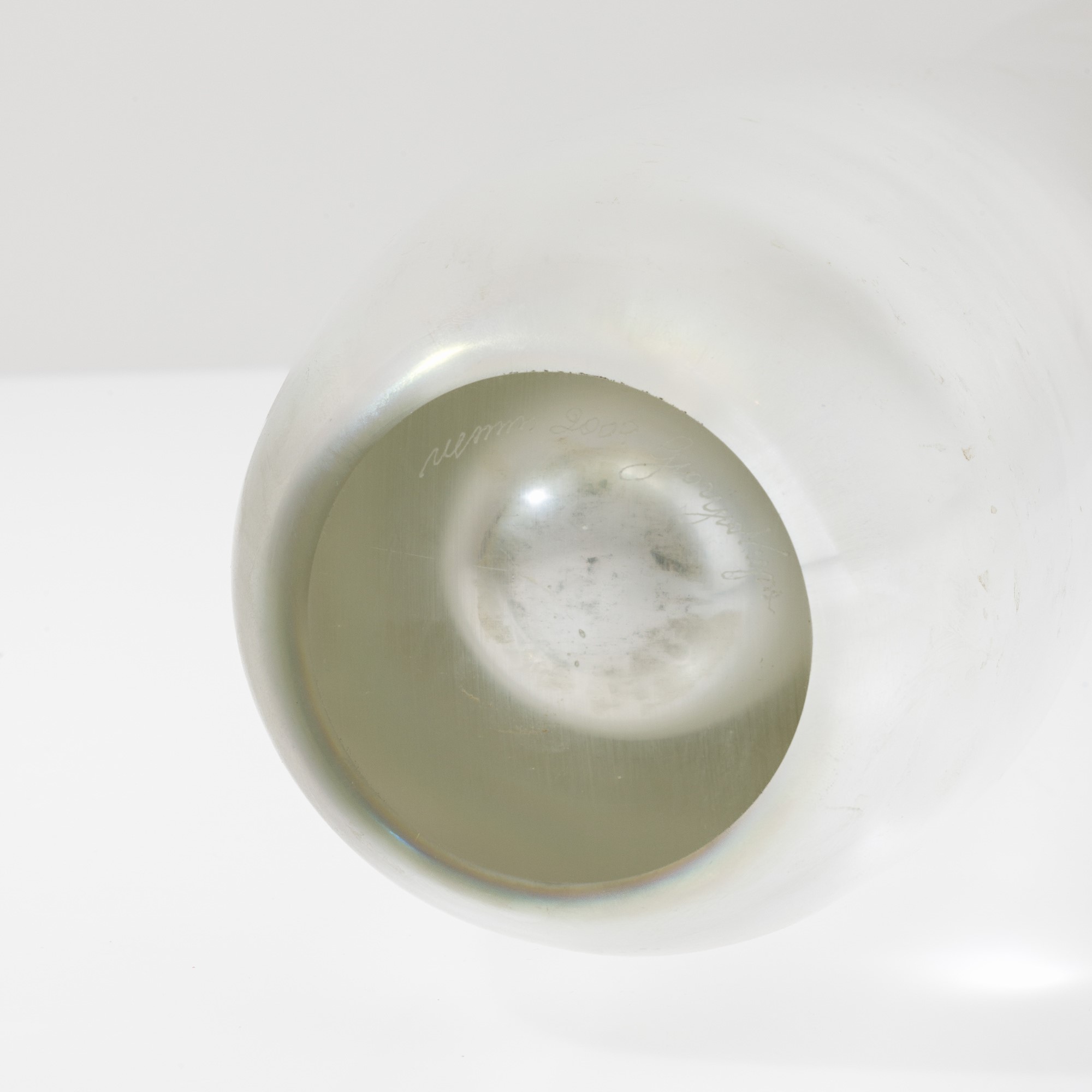 Giorgio Vigna - Vaso Fuochi Iridati con tre fiori, vetro pesante e rame, Murano 2009