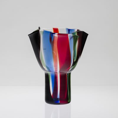 Vaso Kukinto in vetro soffiato su alto piede, 2005